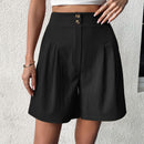 Shorts de pierna ancha de talle alto con fruncido