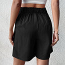 Shorts de pierna ancha de talle alto con fruncido