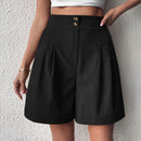 Shorts de pierna ancha de talle alto con fruncido