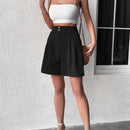 Shorts de pierna ancha de talle alto con fruncido