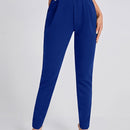Pantalones ajustados unicolor con bolsillo oblicuo