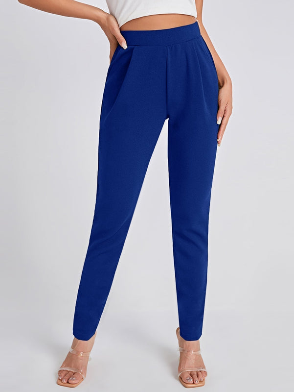 Pantalones ajustados unicolor con bolsillo oblicuo