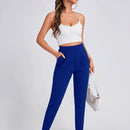 Pantalones ajustados unicolor con bolsillo oblicuo