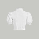 MOD Camisa con encaje en contraste ribete con fruncido de manga farol ribete con fruncido crop
