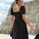 Qutie Vestido de manga farol pecho con fruncido