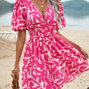 WYWH Vestido con estampado de manga farol