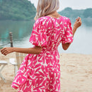WYWH Vestido con estampado de manga farol