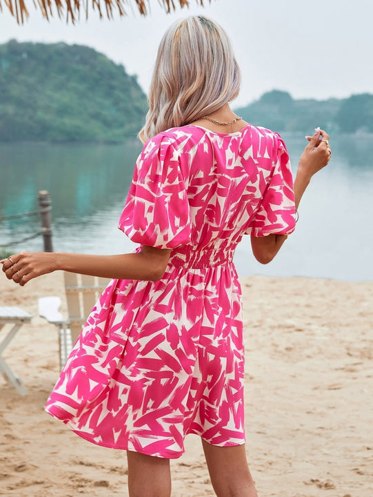 WYWH Vestido con estampado de manga farol