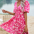 WYWH Vestido con estampado de manga farol