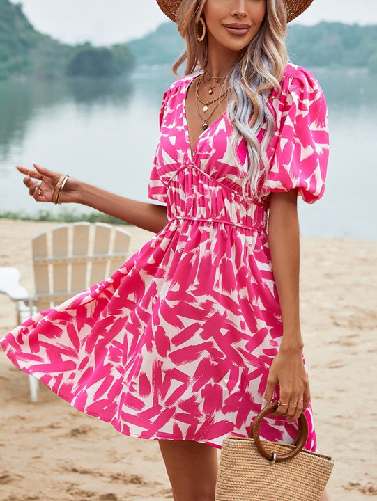 WYWH Vestido con estampado de manga farol