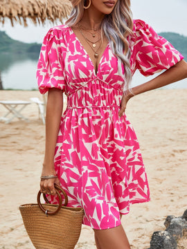 WYWH Vestido con estampado de manga farol