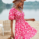 WYWH Vestido con estampado de manga farol