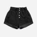 Shorts en mezclilla de cintura con volante desgarro bajo de doblez