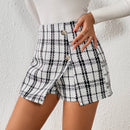 Frenchy Falda-pantalon Con Cierre De Cremallera Y Diseno De Cuadros Escoceses, Con Abertura Trasera Y Botones Partidos De Tweed