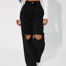 Jeans de pierna recta de talle alto con abertura