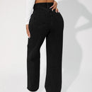 Jeans de pierna recta de talle alto con abertura