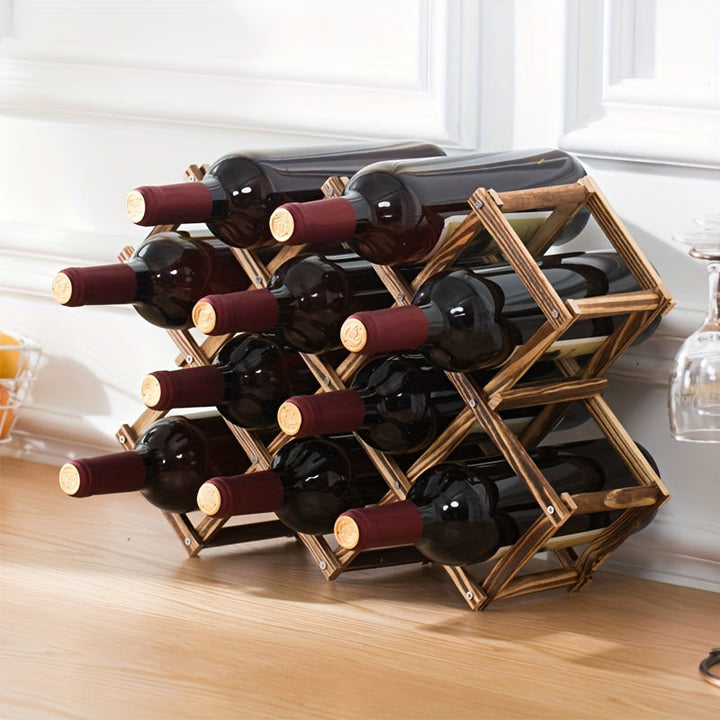 Estante de Vino de Madera Apilable - Diseño Plegable para Cocina y Comedor, Perfecto para Encimeras y Armarios