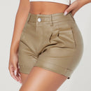 PETITE Shorts en mezclilla de talle alto con bolsillo oblicuo