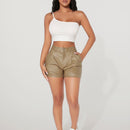 PETITE Shorts en mezclilla de talle alto con bolsillo oblicuo