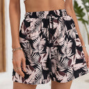 VCAY Shorts con estampado tropical con cordon delantero