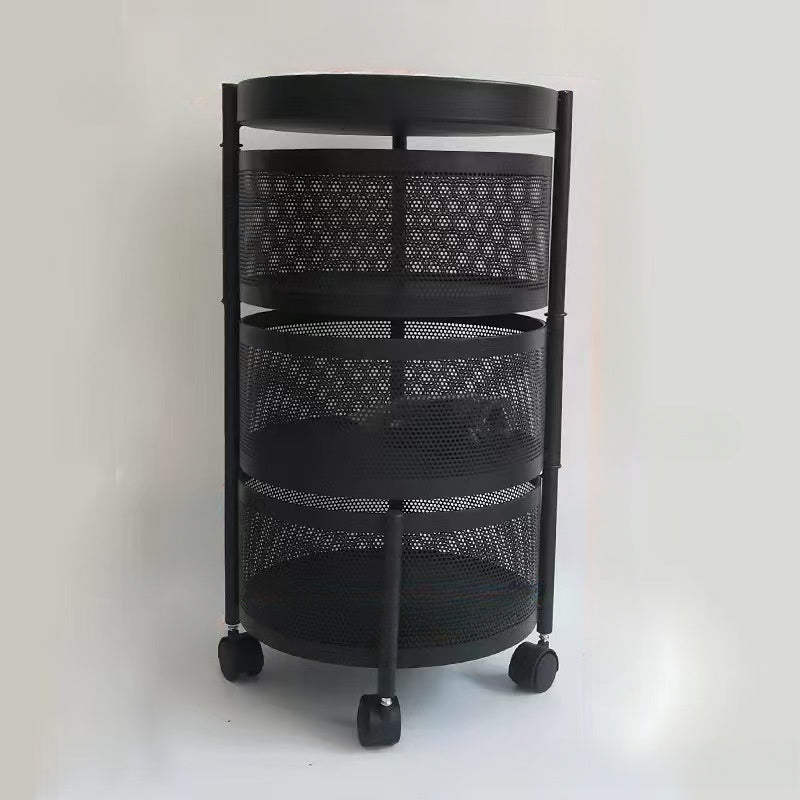 1pc Organizador de Cocina Giratorio de 3 Niveles con Cestas de Malla Metálica y Ruedas - Carrito de Almacenamiento Ahorrador de Espacio para Frutas, Verduras y Utensilios - Estructura Metálica Duradera, Diseño Fácil de Giro, Acabado , Organizadores y Por