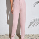 Tall pantalones unicolor con diseno de fruncido