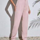 Tall pantalones unicolor con diseno de fruncido