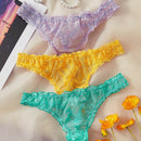 3 paquetes de lenceria sexy con tanga de encaje floral