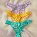 3 paquetes de lenceria sexy con tanga de encaje floral