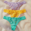 3 paquetes de lenceria sexy con tanga de encaje floral