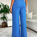 2 piezas pantalon para mujer de cintura alta y pierna ancha en unicolor marron y negro, casual y minimalista con un sentido de la caida