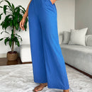2 piezas pantalon para mujer de cintura alta y pierna ancha en unicolor marron y negro, casual y minimalista con un sentido de la caida