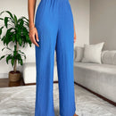 2 piezas pantalon para mujer de cintura alta y pierna ancha en unicolor marron y negro, casual y minimalista con un sentido de la caida