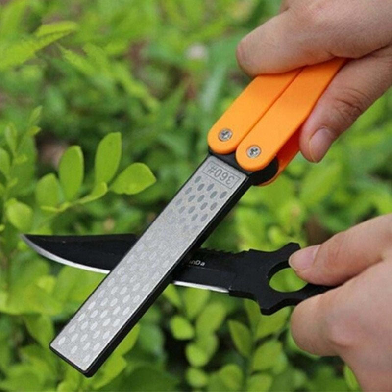 1 Pc Doble Cara Plegable Bolsillo Afilador Diamante Cuchillo Afilado Exterior