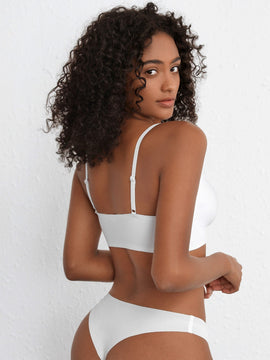 Leisure Sujetadores monocromaticos de alta elasticidad sin costuras diseno acanalado livianos y comodos-Blanco