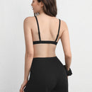 Juego De Bralette Y Pantalones Cortos Y Scrunchie Suave Y Transpirable En Forma De Triangulo-blanco