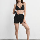 Juego De Bralette Y Pantalones Cortos Y Scrunchie Suave Y Transpirable En Forma De Triangulo-blanco