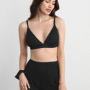 Juego De Bralette Y Pantalones Cortos Y Scrunchie Suave Y Transpirable En Forma De Triangulo-blanco