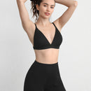 Juego De Bralette Y Pantalones Cortos Y Scrunchie Suave Y Transpirable En Forma De Triangulo-blanco