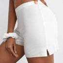 Leisure Juego De Bralette Y Pantalones Cortos Y Scrunchie Suave Y Transpirable En Forma De Triangulo-blanco