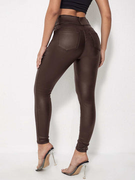 Prive Pantalones ajustados solidos de cintura alta para mujer primavera verano