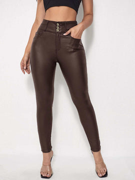Prive Pantalones ajustados solidos de cintura alta para mujer primavera verano