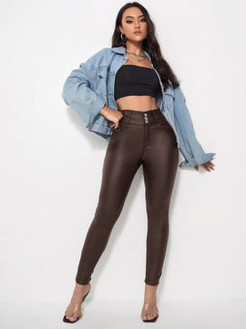 Prive Pantalones ajustados solidos de cintura alta para mujer primavera verano