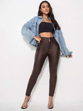 Prive Pantalones ajustados solidos de cintura alta para mujer primavera verano