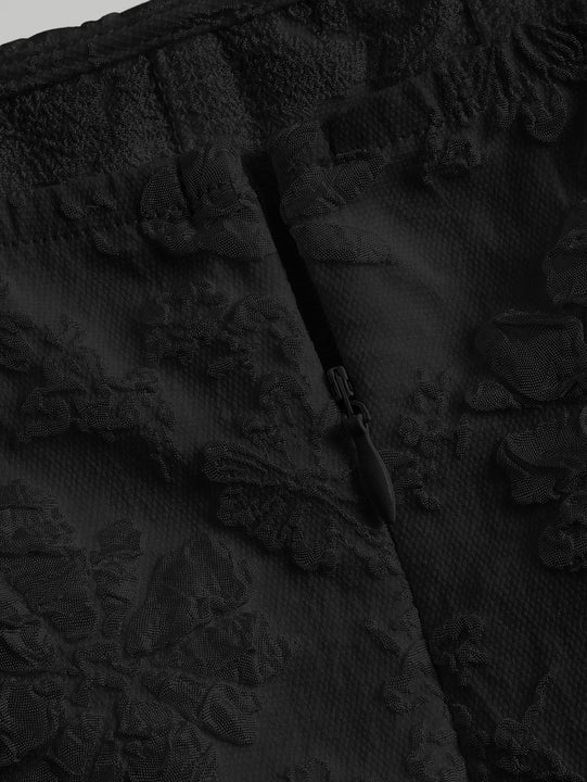 Mod vestido floral jacquard de cuello cuadrado de manga farol