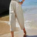 EMERY ROSE Pantalones capris unicolor con bolsillo oblicuo