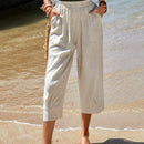 EMERY ROSE Pantalones capris unicolor con bolsillo oblicuo