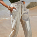 EMERY ROSE Pantalones capris unicolor con bolsillo oblicuo