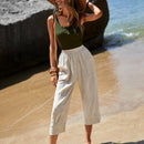 EMERY ROSE Pantalones capris unicolor con bolsillo oblicuo