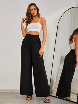 Pantalones de pierna ancha de talle alto